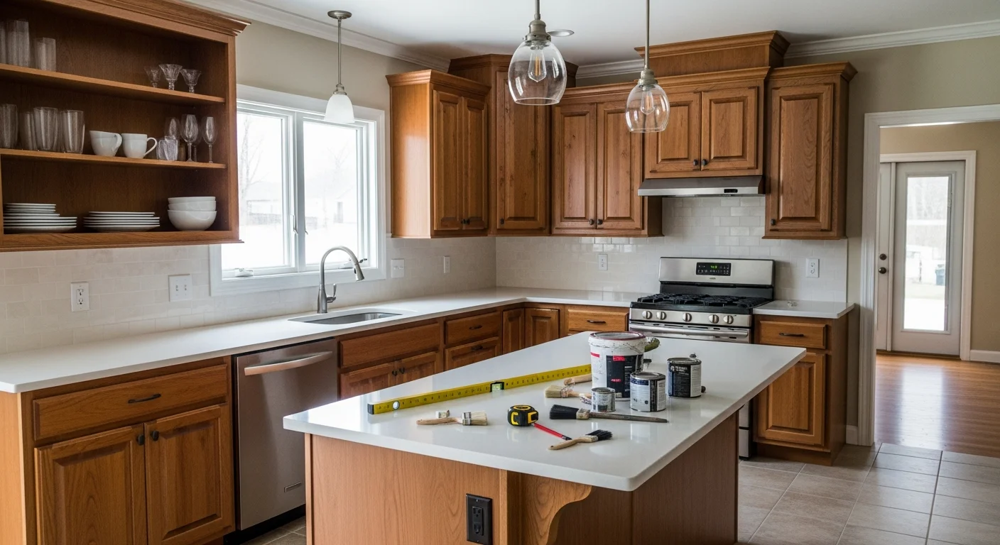 Modern kitchen with custom cabinets and granite countertops
