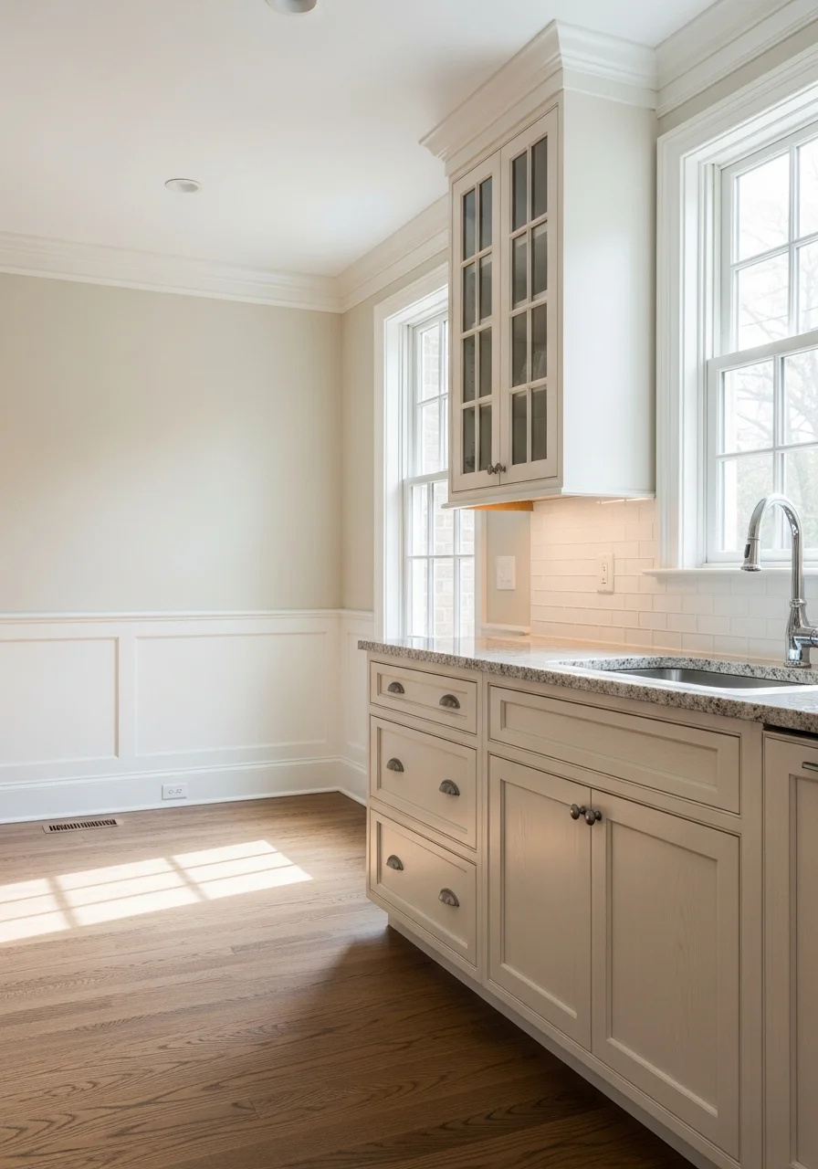 Interior detail of a renovated Chevy Chase home showing custom cabinetry and high-end finishes.